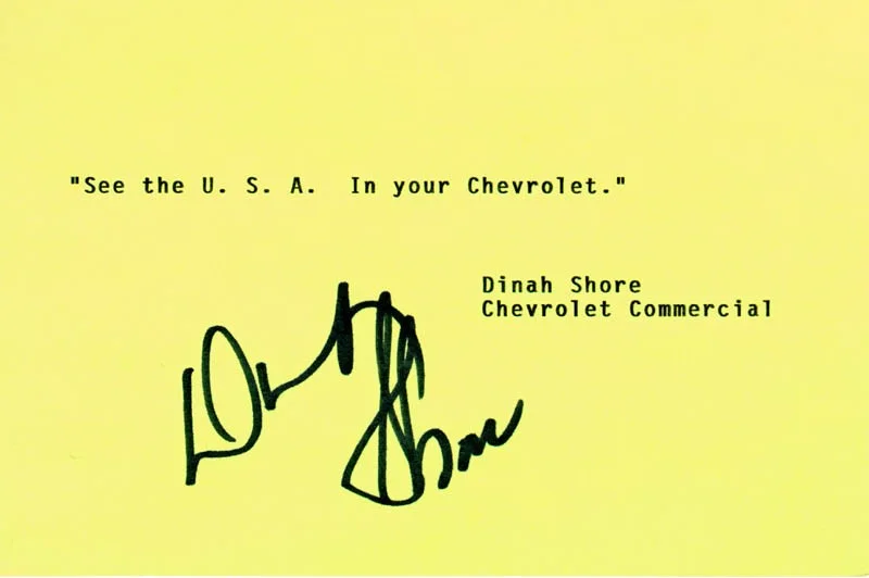 Dinah Shore — DINAH SHORE - TYPED QUOTATION SIGNED