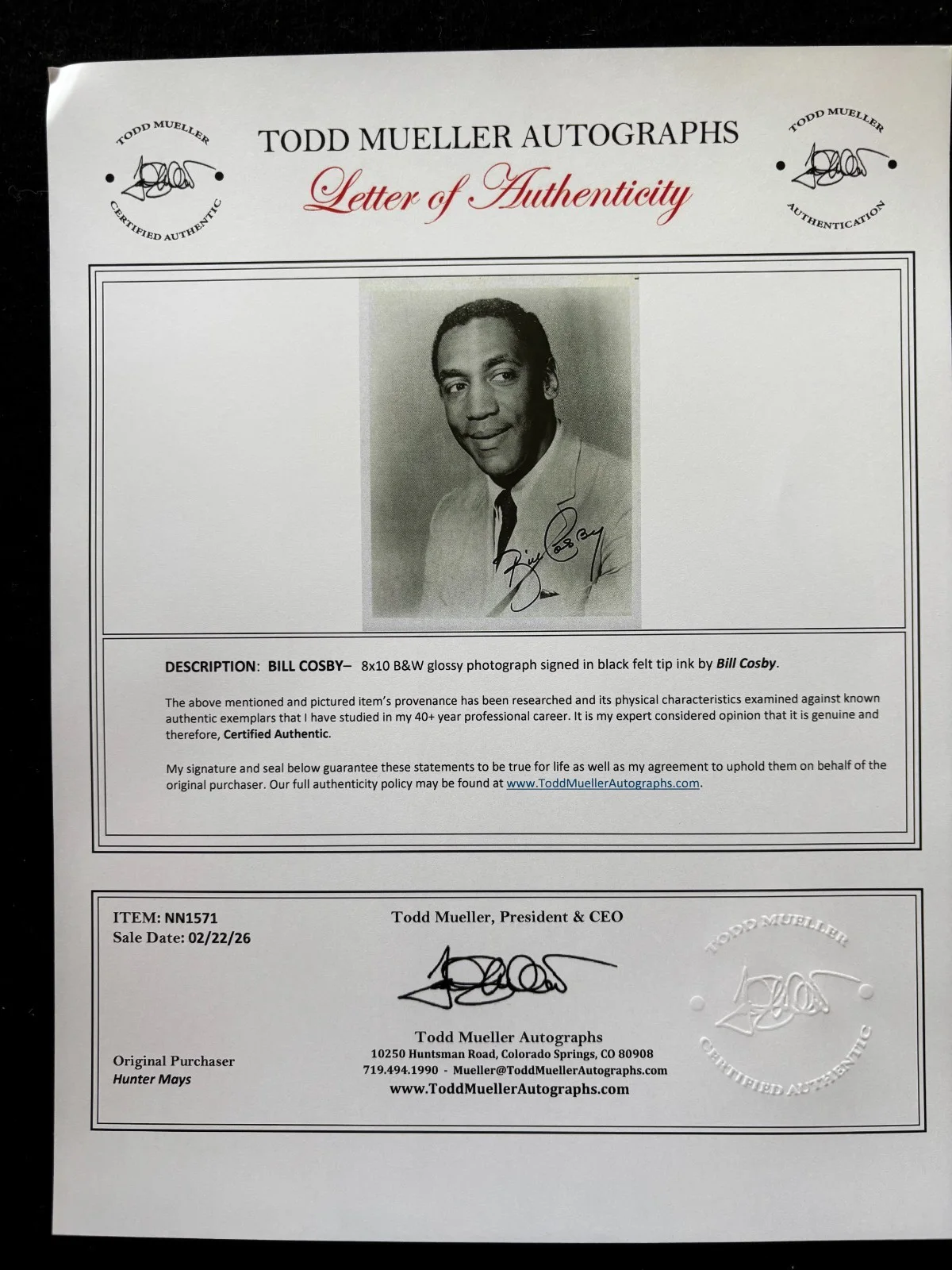 Bill Cosby — Early Vintage BILL COSBY Signed 8x10 Photo Actor Comedian "The Cosby Show" + COA, изображение 4