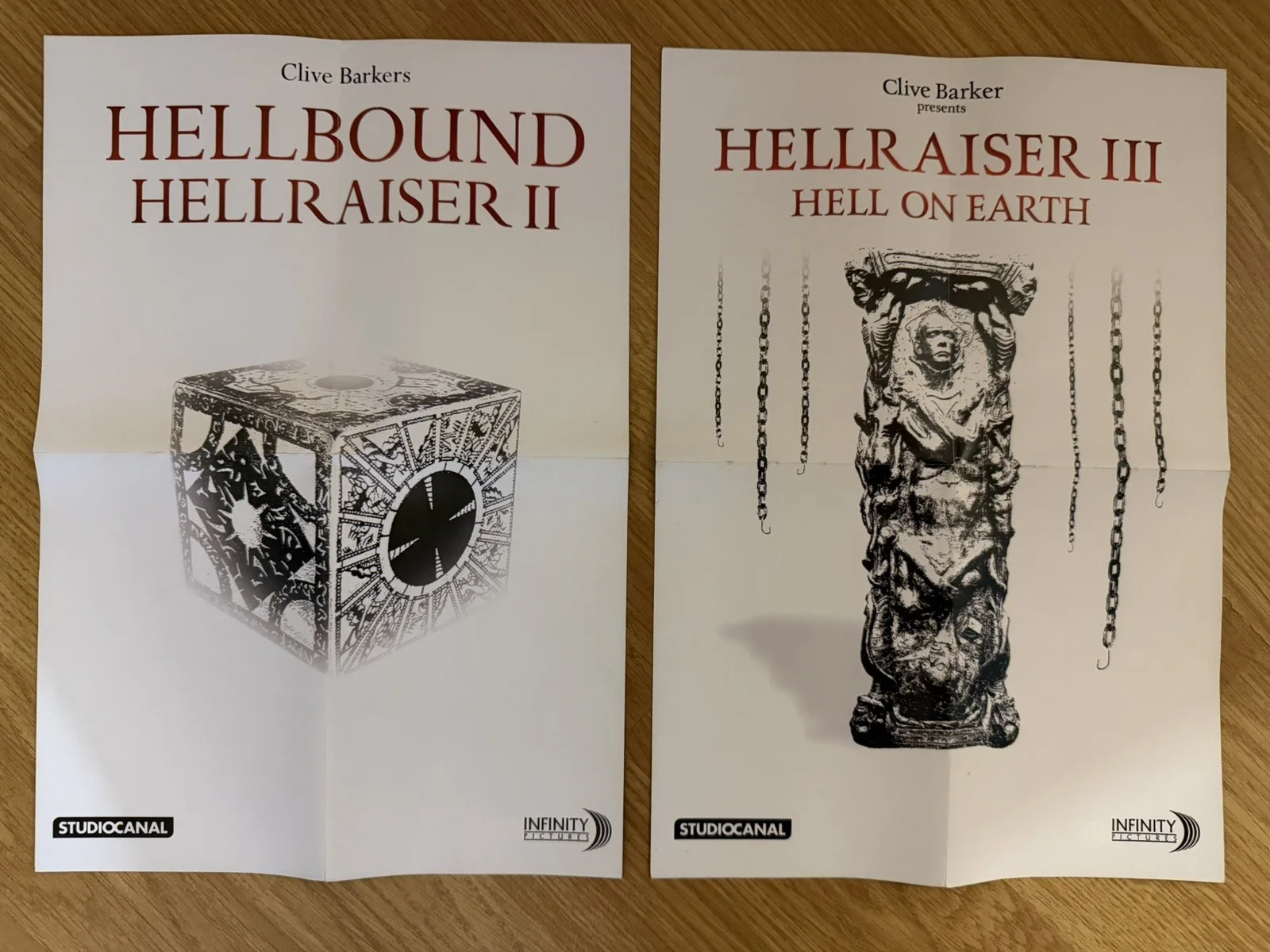 2 A4 posters Hellraiser Trilogy DVD studiocanal Pinhead Puzzle box pillar souls, image 2