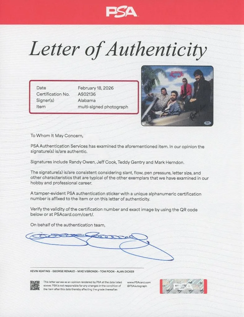 ALABAMA signed 8x10 photo | Country/Rock Greats - autographs PSA/DNA Owen Cook +, изображение 2
