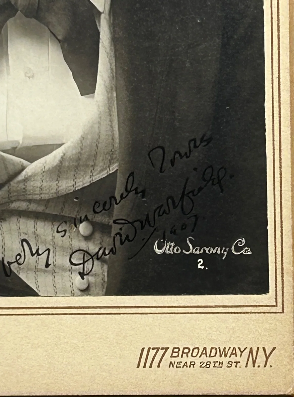 DAVID WARFIELD—SIGNED PHOTO—Stage Star•Belasco•DeMille•Weber and Fields, image 2