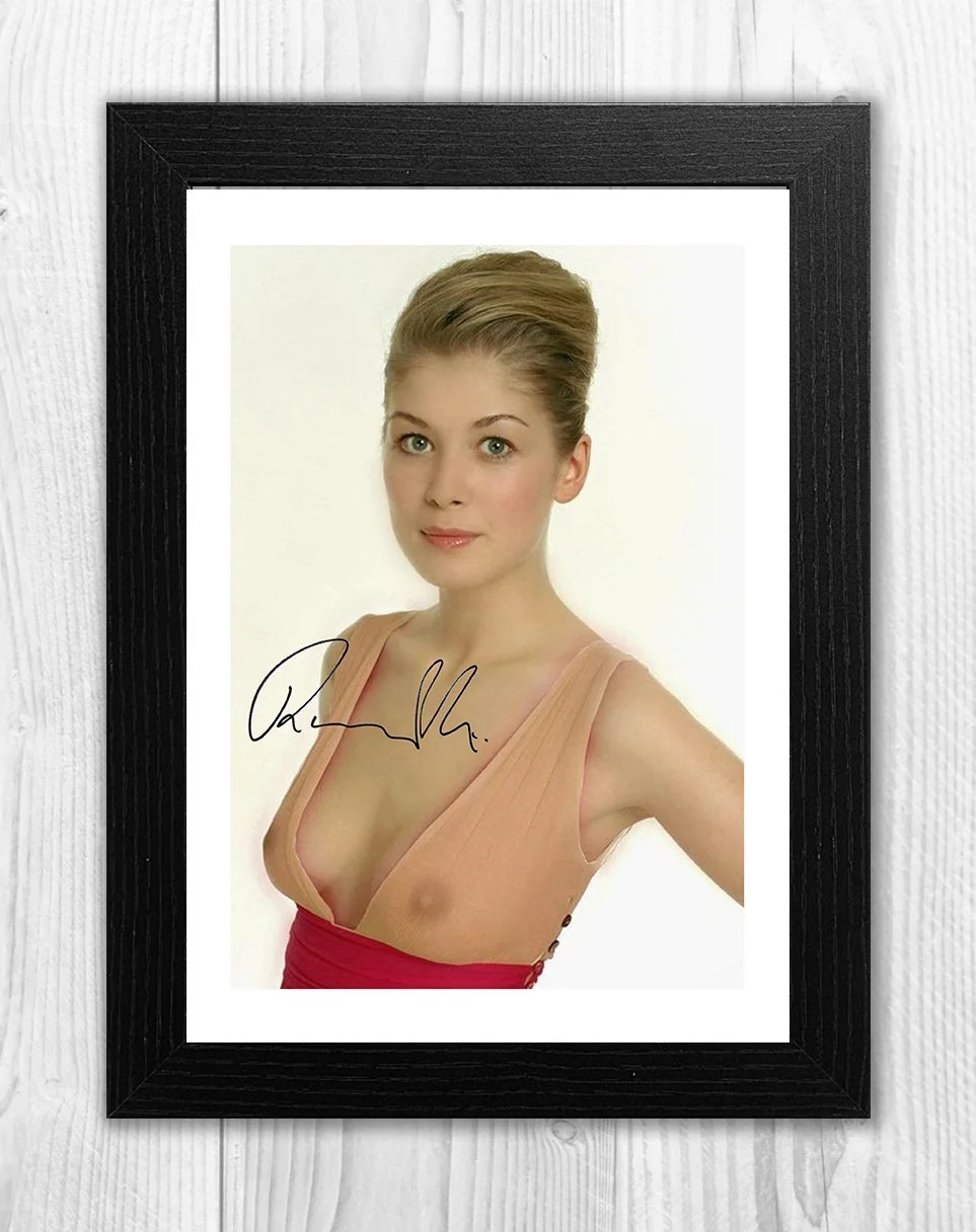 Rosamund Pike in a see thru top A4 repro autograph poster with choice of frame, image 2