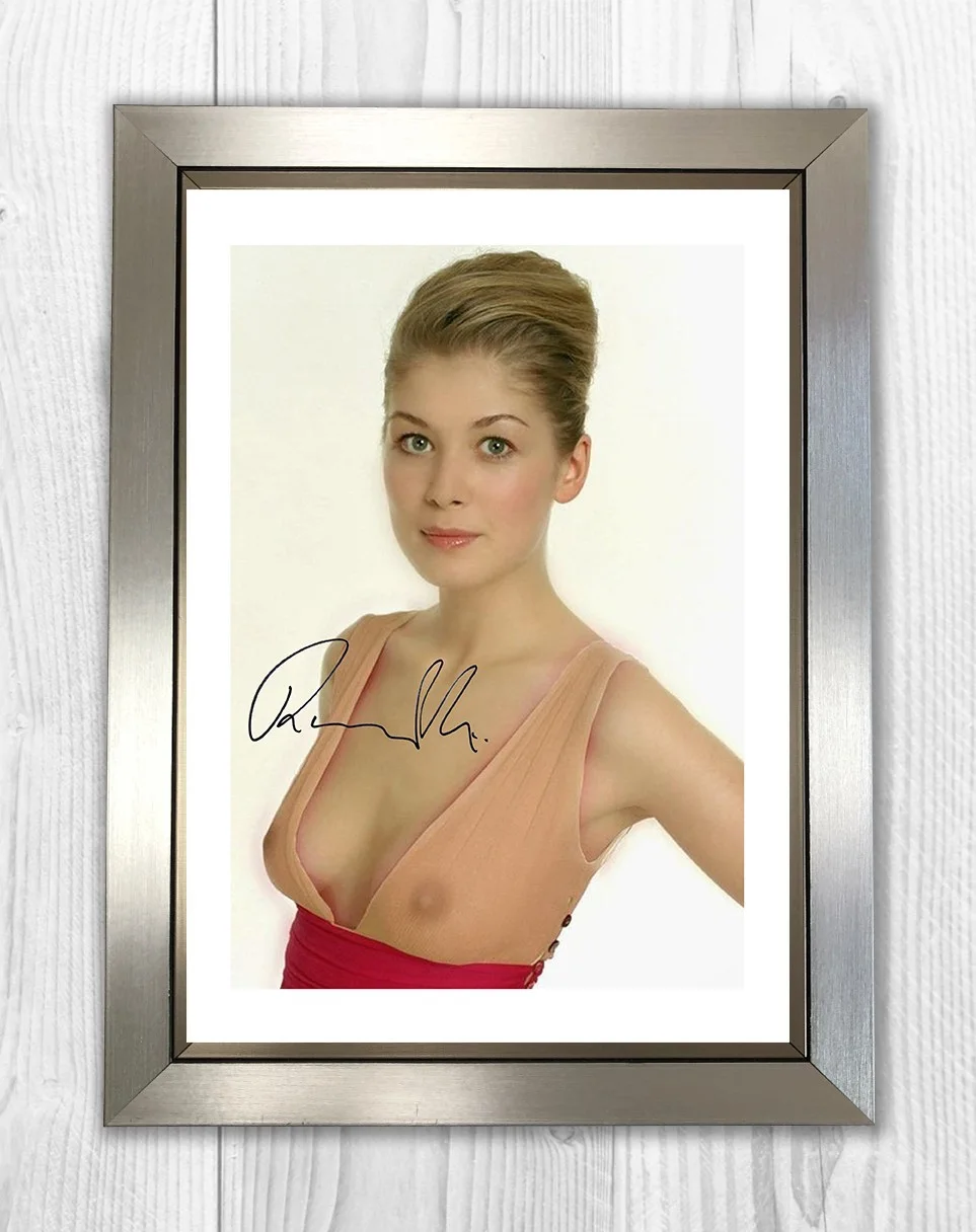 Rosamund Pike in a see thru top A4 repro autograph poster with choice of frame, image 3