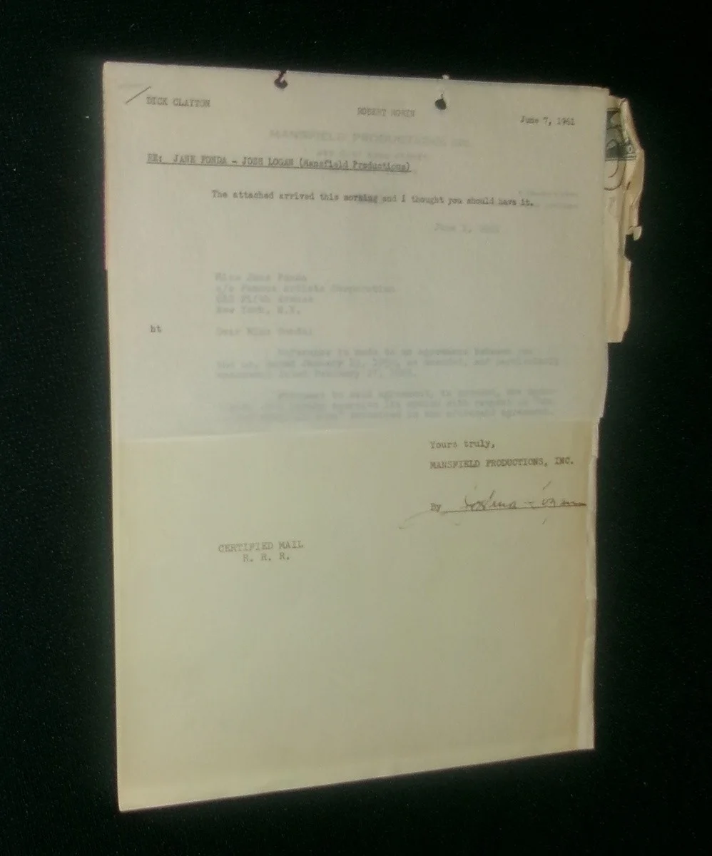 JANE FONDA Execution Of Contract Change PARRISH & WALK WILD SIDE Floria Lasky #2, image 2
