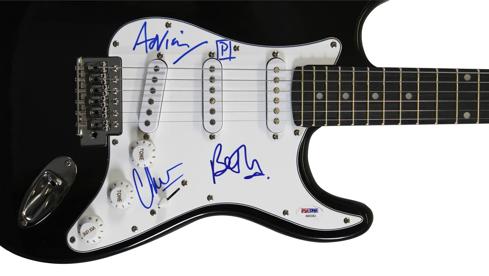 Beth Gibbons, Adrian Utley, Geoff Barrow — Portishead (3) Gibbons, Utley & Barrow Signed Electric Guitar PSA/DNA #AB03363, изображение 2