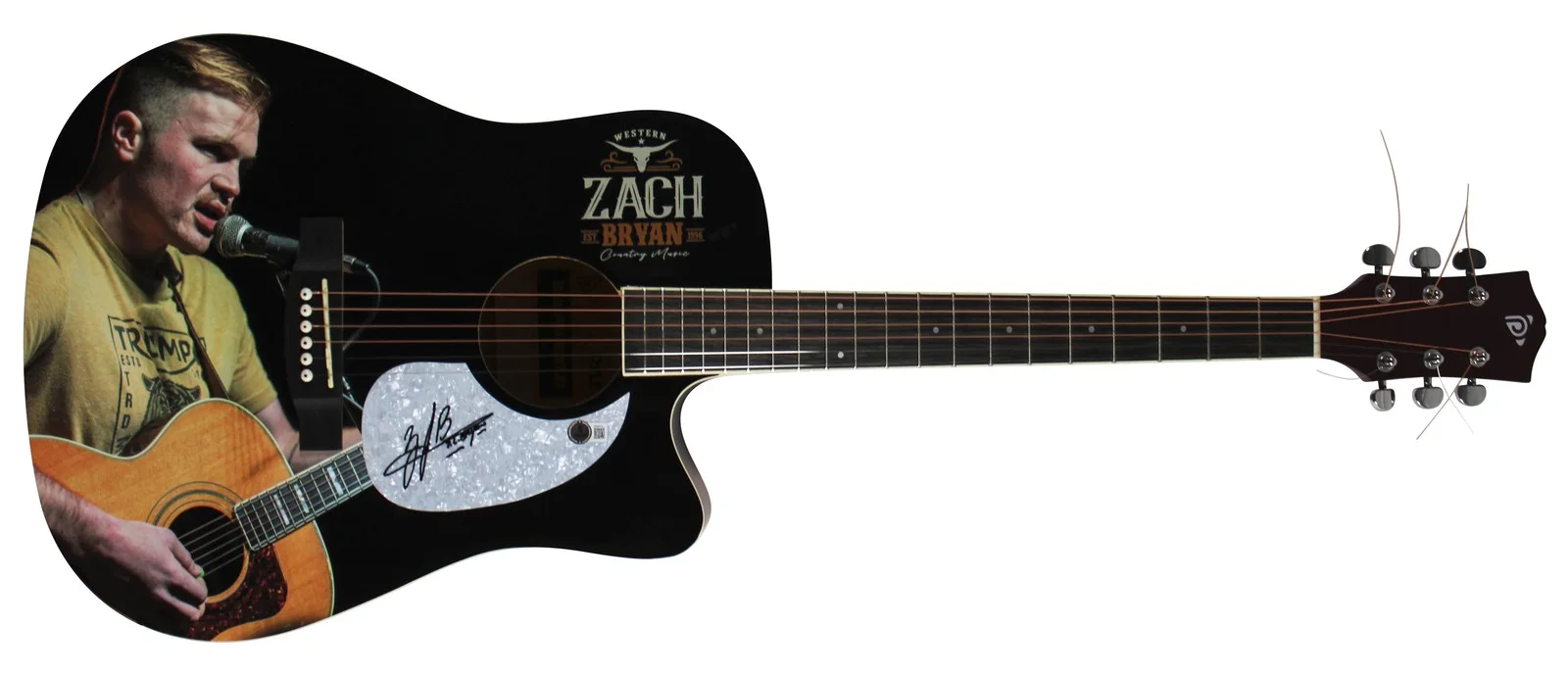 Zach Bryan — Zach Bryan Authentic Signed Custom Acoustic Guitar Autographed BAS LOA #AE64415, image 3