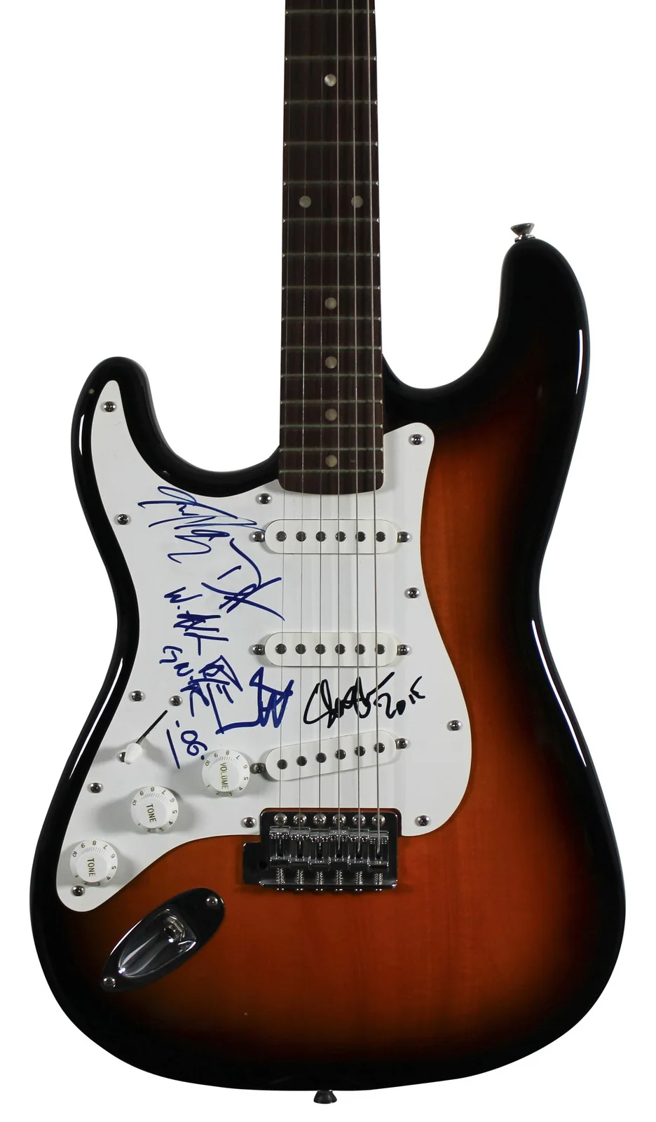 Axl Rose, Slash, Izzy Stradlin, Steven Adler & Duff McKagan — GNR (5) Rose, Slash, Stradlin, Adler & McKagan Signed Fender Squier Guitar JSA