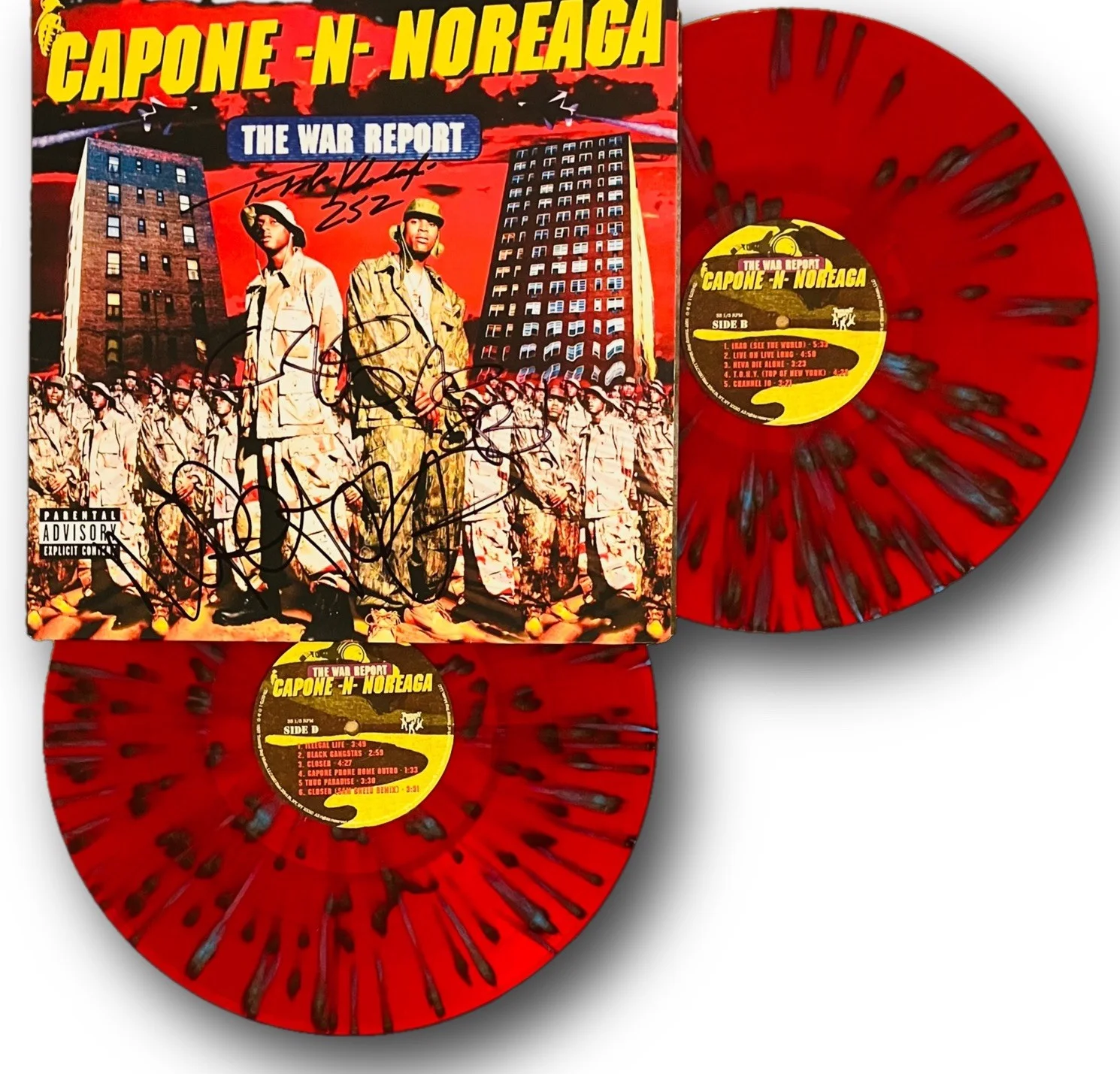 Capone-N-Noreaga Signed “The War Report” Vinyl LP w/Tragedy Khadafi! Beckett COA, image 2