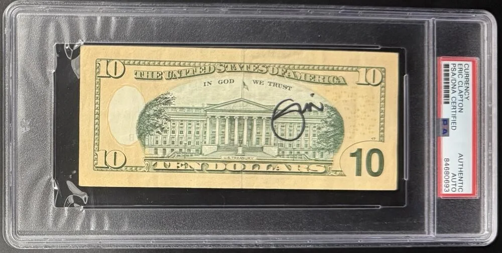 Eric Clapton — Eric Clapton Cream Signed Autograph PSA/DNA Slabbed Encapsulated $10 Dollar Bill