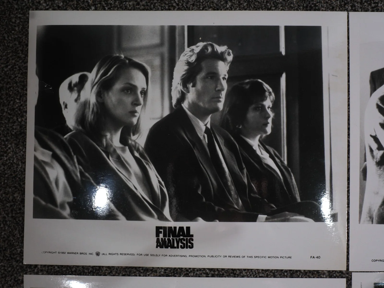Vintage 1992 Final Analysis Black and White Lobby Cards x6 Warner Brothers, image 3