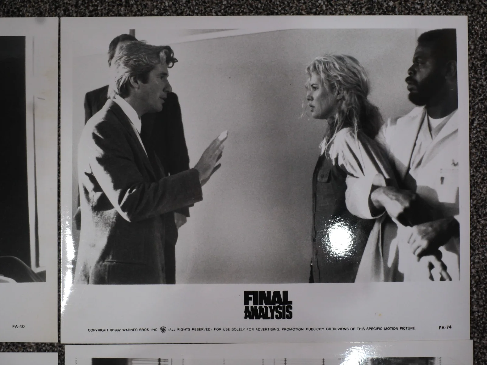Vintage 1992 Final Analysis Black and White Lobby Cards x6 Warner Brothers, image 4