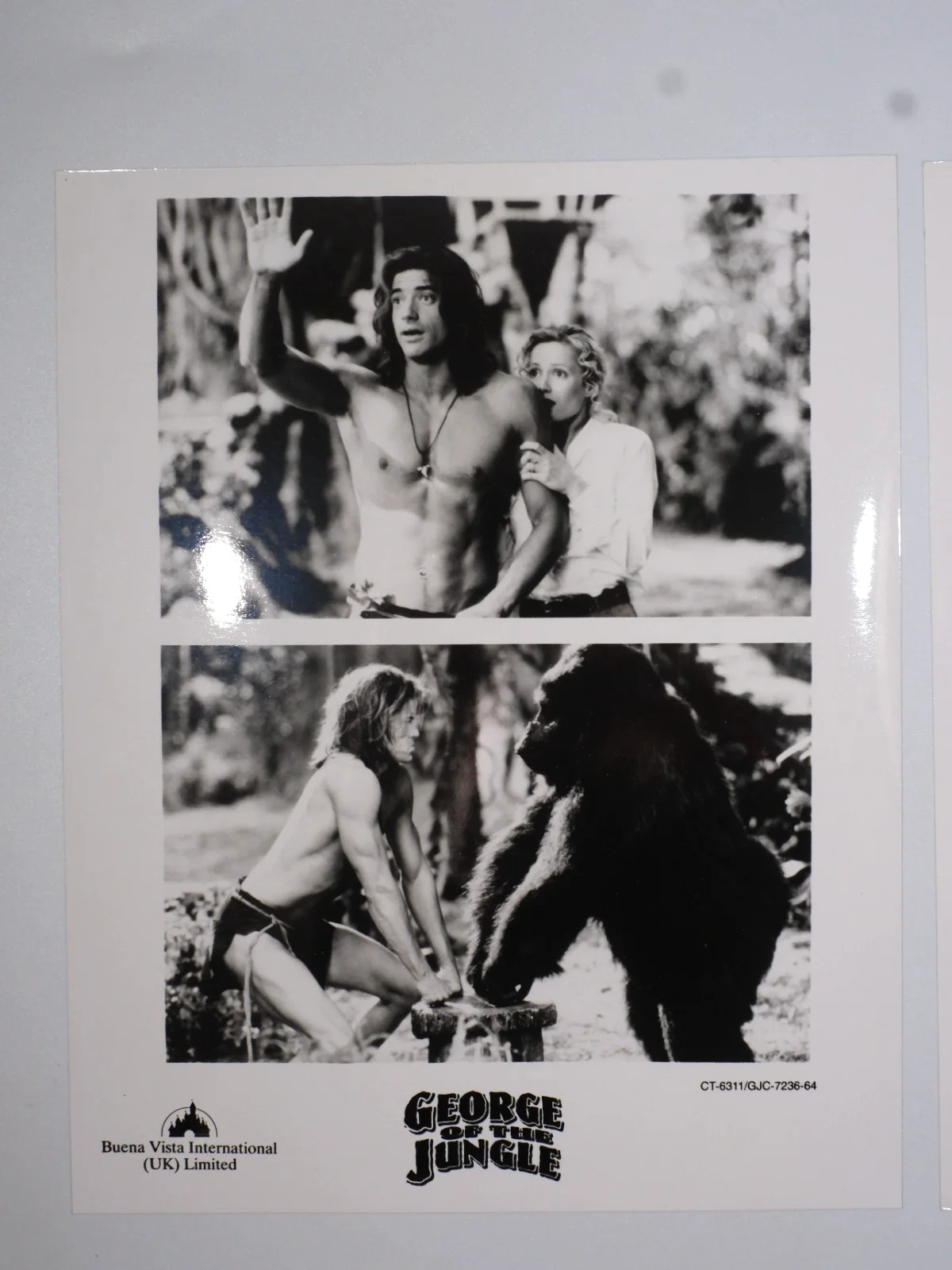 Vintage George of The Jungle Black and White Lobby Cards x2 Brendan Fraser, изображение 2