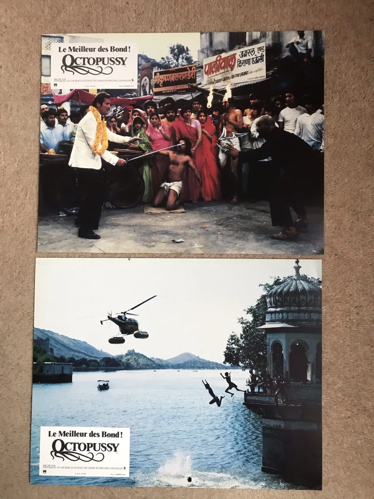 8 James Bond Octopussy French Lobby Cards In Envelope, image 3