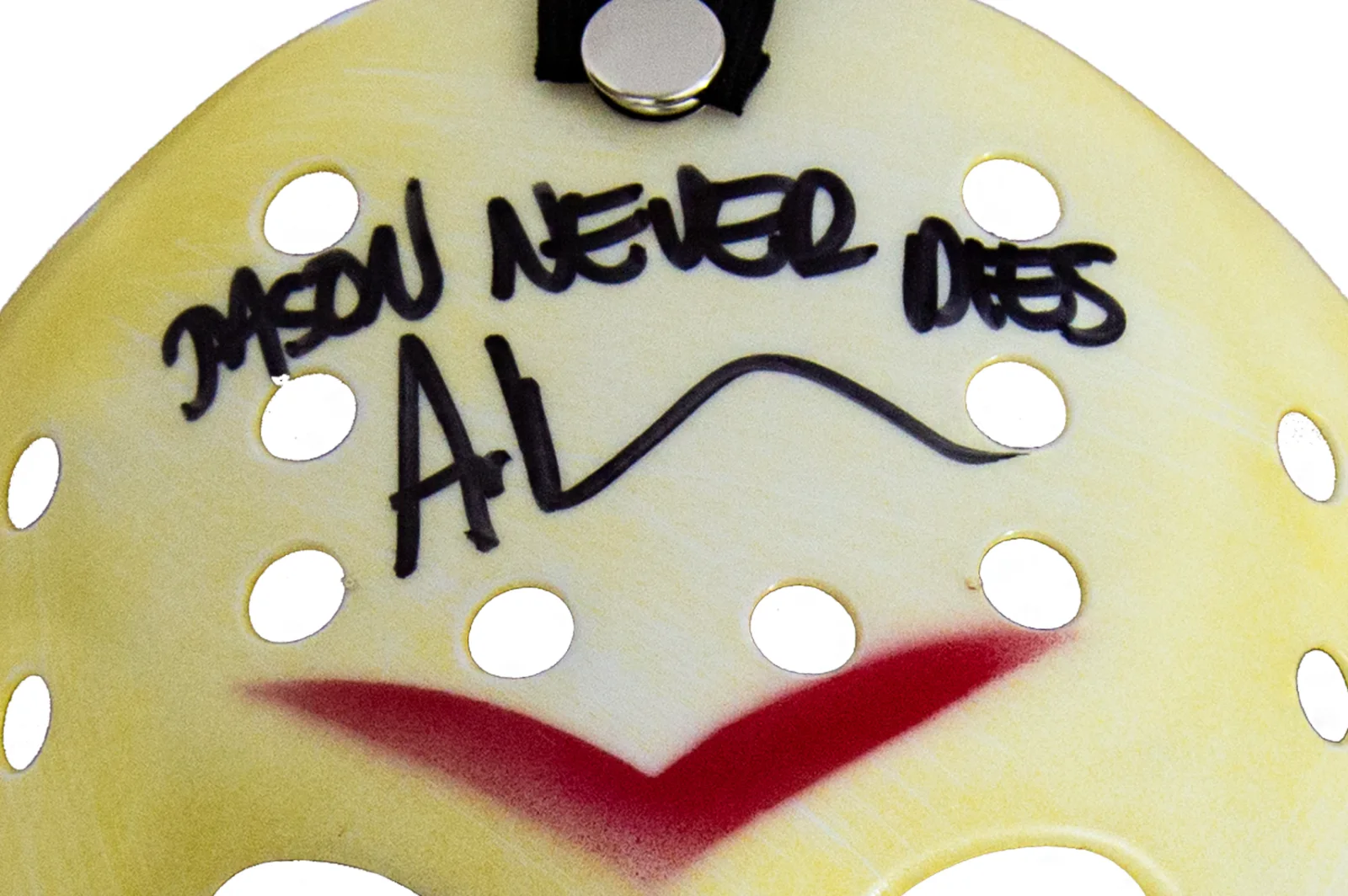 Ari Lehman — Ari Lehman Autographed Yellow 'Friday The 13th' Jason Mask (PA), image 2