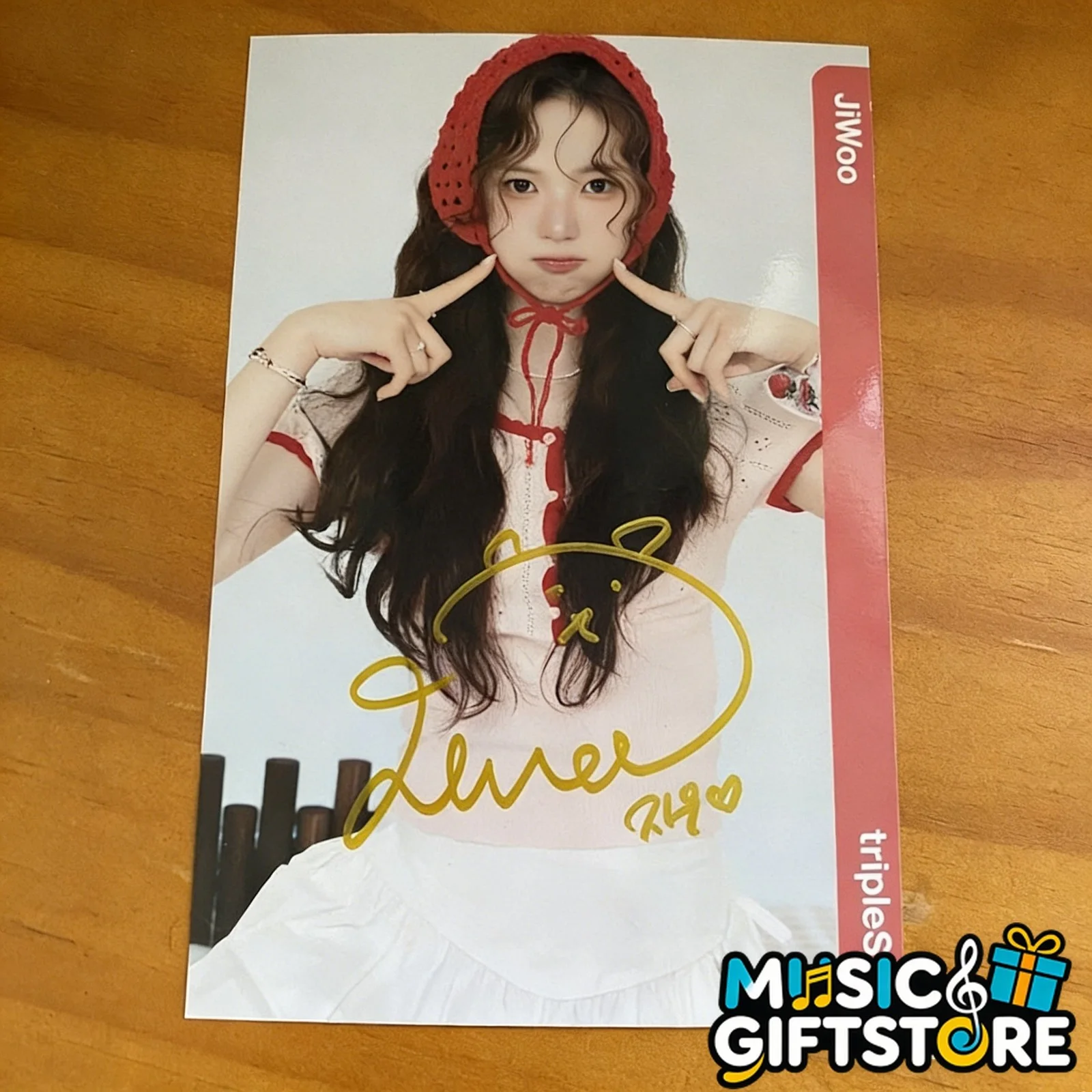 tripleS Jiwoo Autographed Signed Photo Picture K-POP 4*6 2025B #MUGS, изображение 3