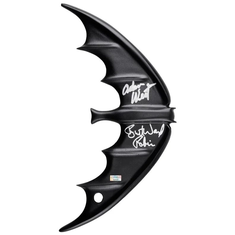 Adam West, Burt Ward — Adam West Burt Ward Autographed Classic 1966 Batman 1:1 Screen Accurate Batarang