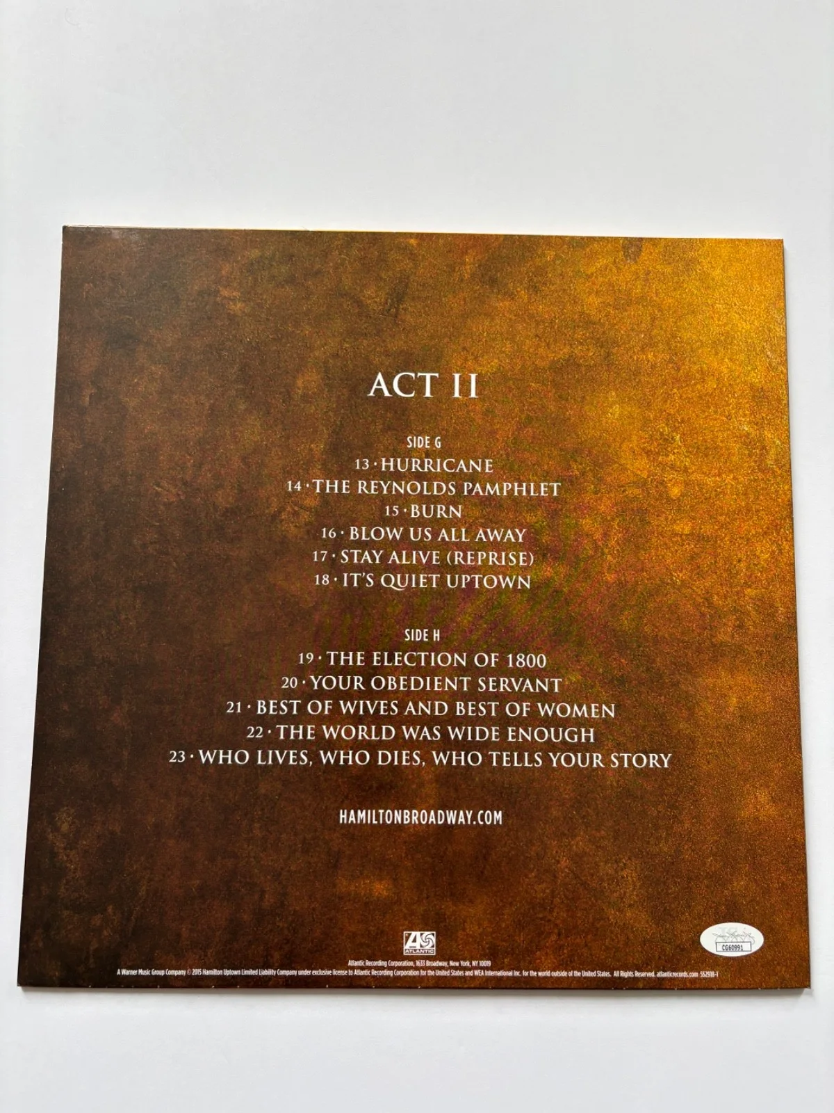 LIN MANUEL MIRANDA SIGNED ACT II G&H HAMILTON VINYL BROADWAY PLAY ALBUM JSA, изображение 3