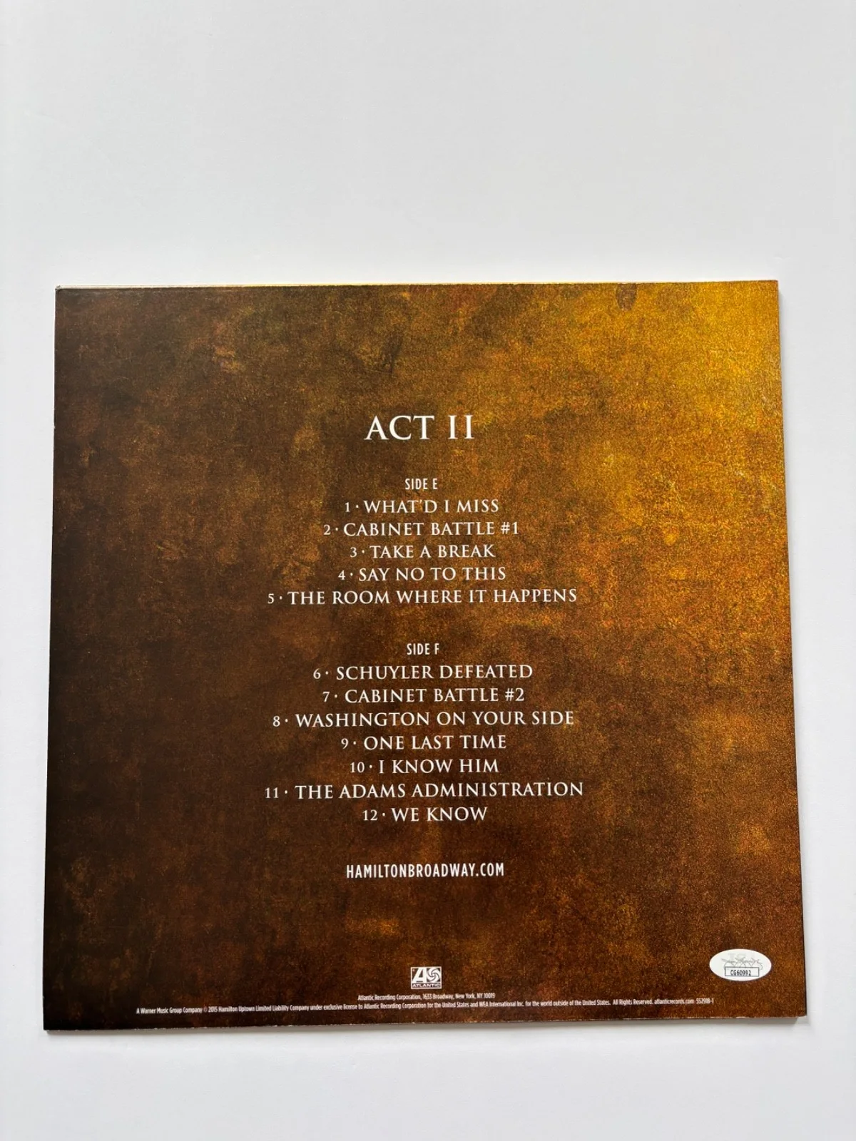 LIN MANUEL MIRANDA SIGNED ACT II E&F HAMILTON VINYL BROADWAY PLAY ALBUM JSA, изображение 2