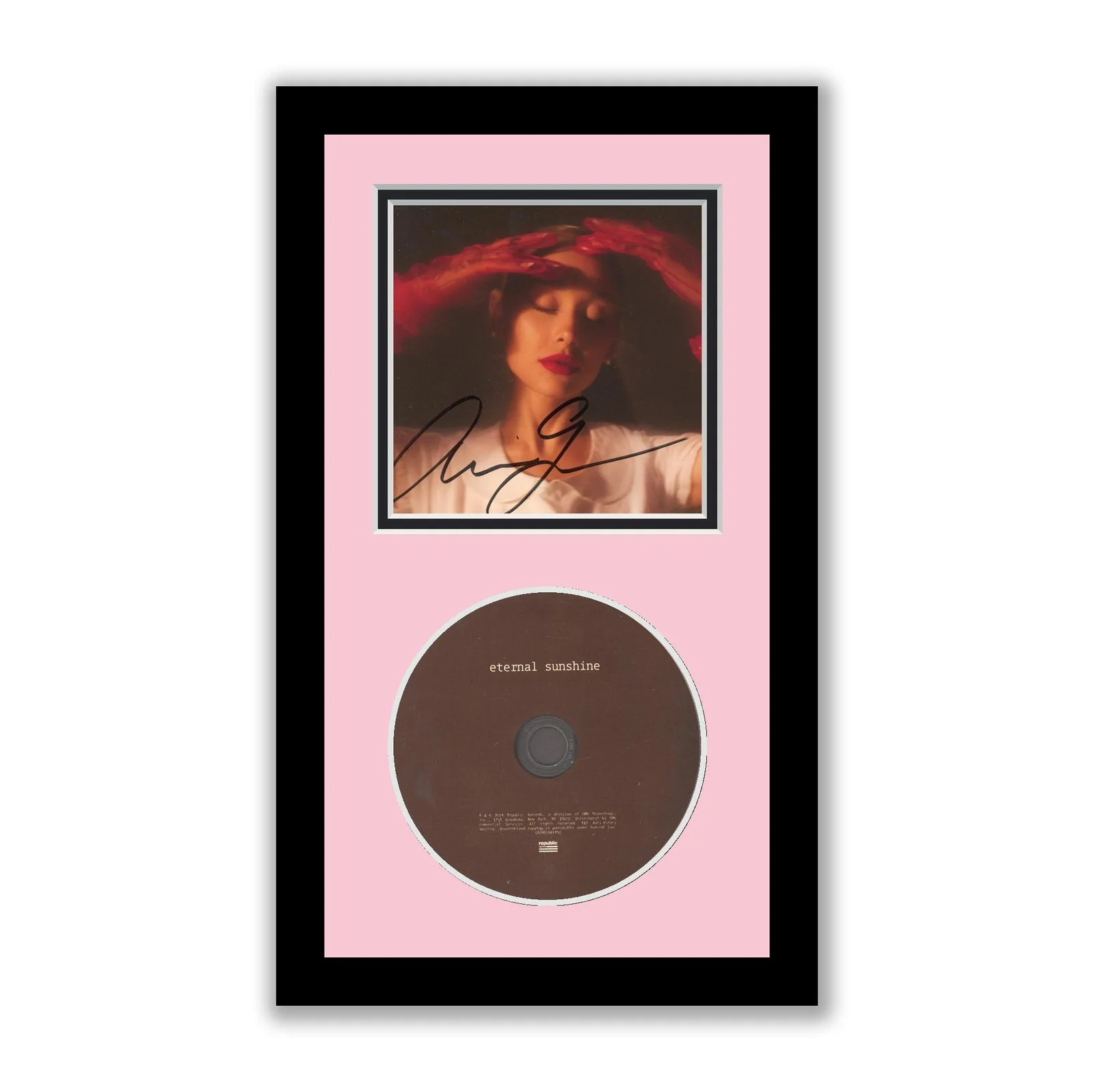 Ariana Grande — Ariana Grande FULL SIGNATURE Autographed Signed Framed CD Eternal Sunshine ACOA