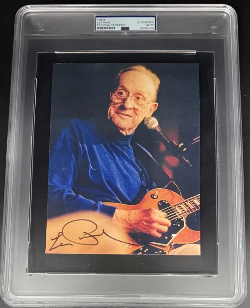 Les Paul — Les Paul Signed Autograph Rare Rock Promo PSA/DNA COA Encapsulated 8x10 Photo