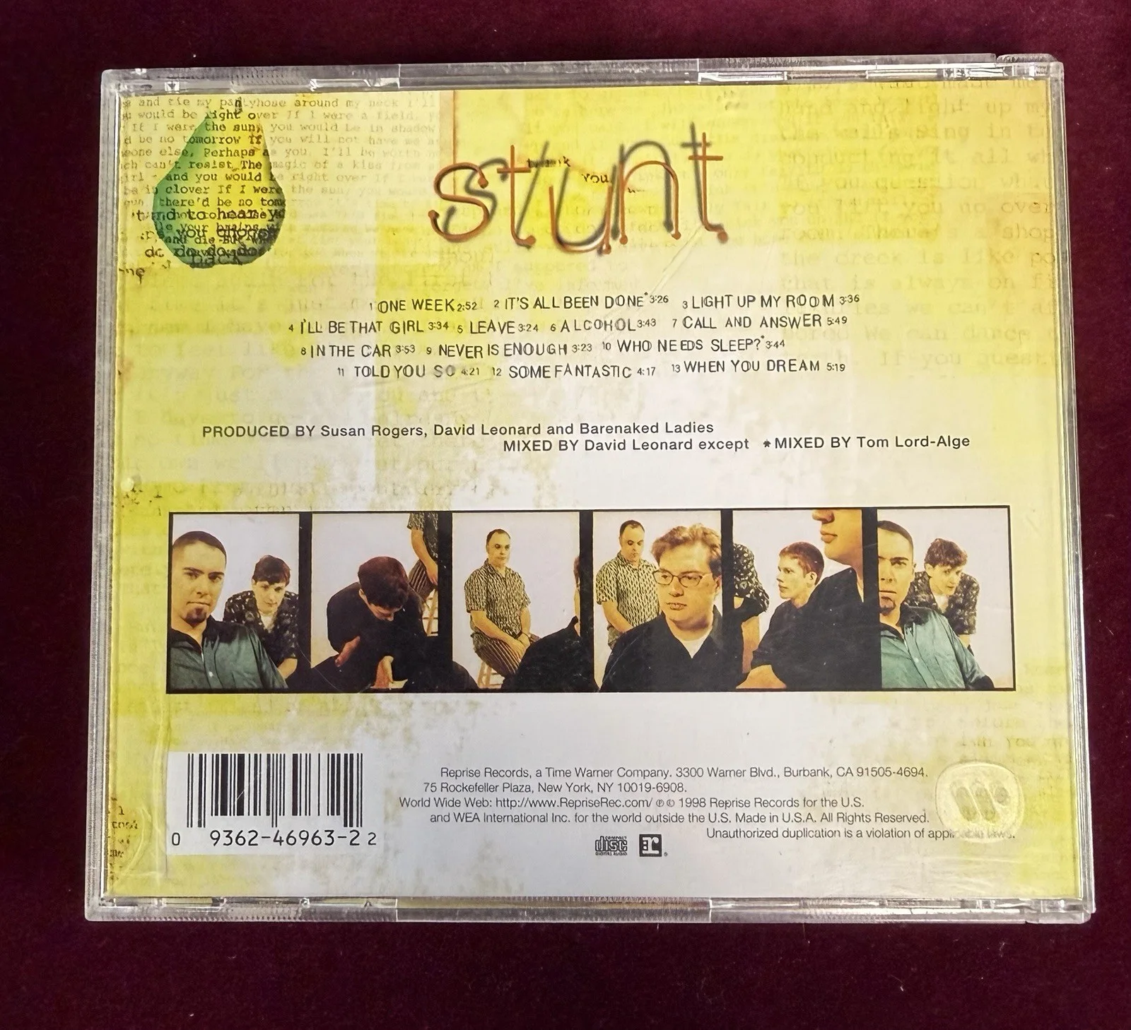 Barenaked Ladies Autographed CD - Stunt 1998 4 Band Members, image 3