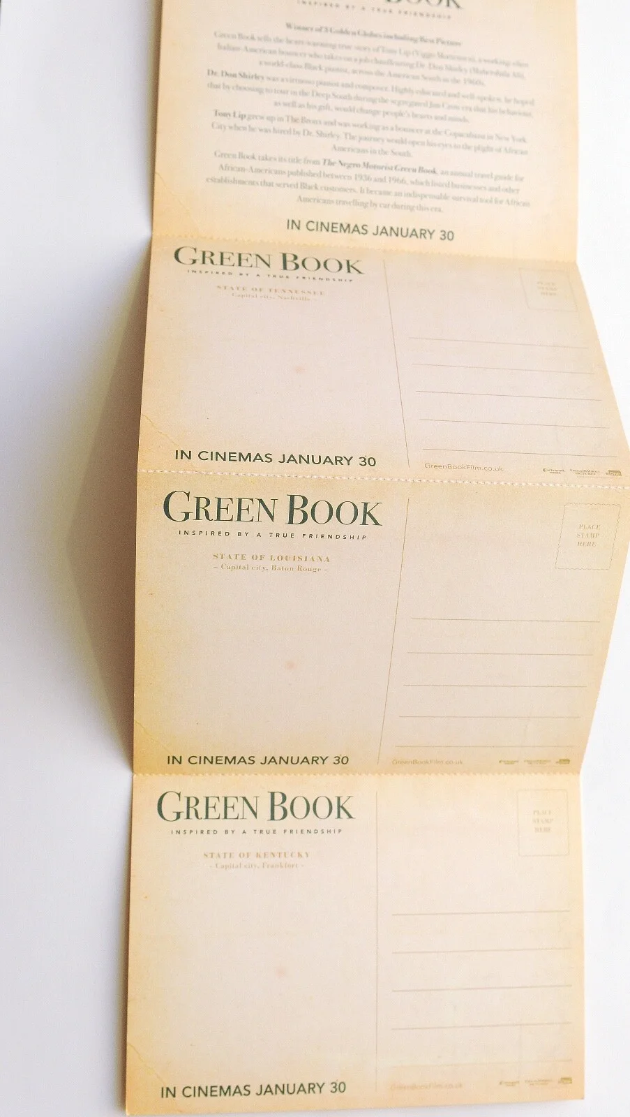 Green Book film postcards x 4 - Viggo Mortenson Mahershala Ali - Dr Don Shirley, изображение 2