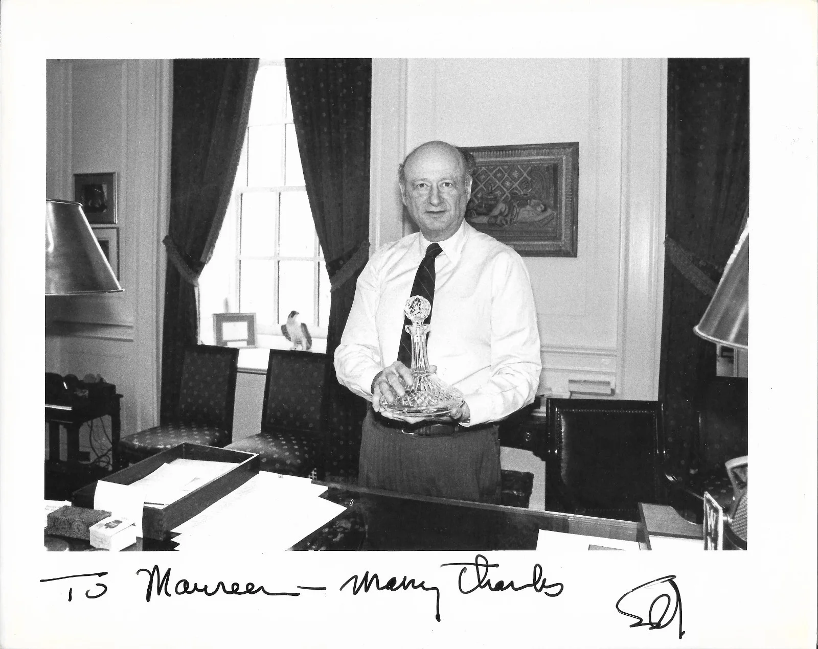 Ed Koch — Wonderful ED KOCH Signed 8 x 10 Photo to MAUREEN O'HARA