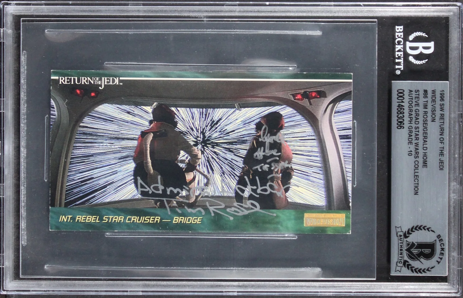 Tim Rose & Gerald Home — (2) Rose & Home Signed 1996 Star Wars ROTJ #86 Card Auto Graded 10! BAS Slabbed