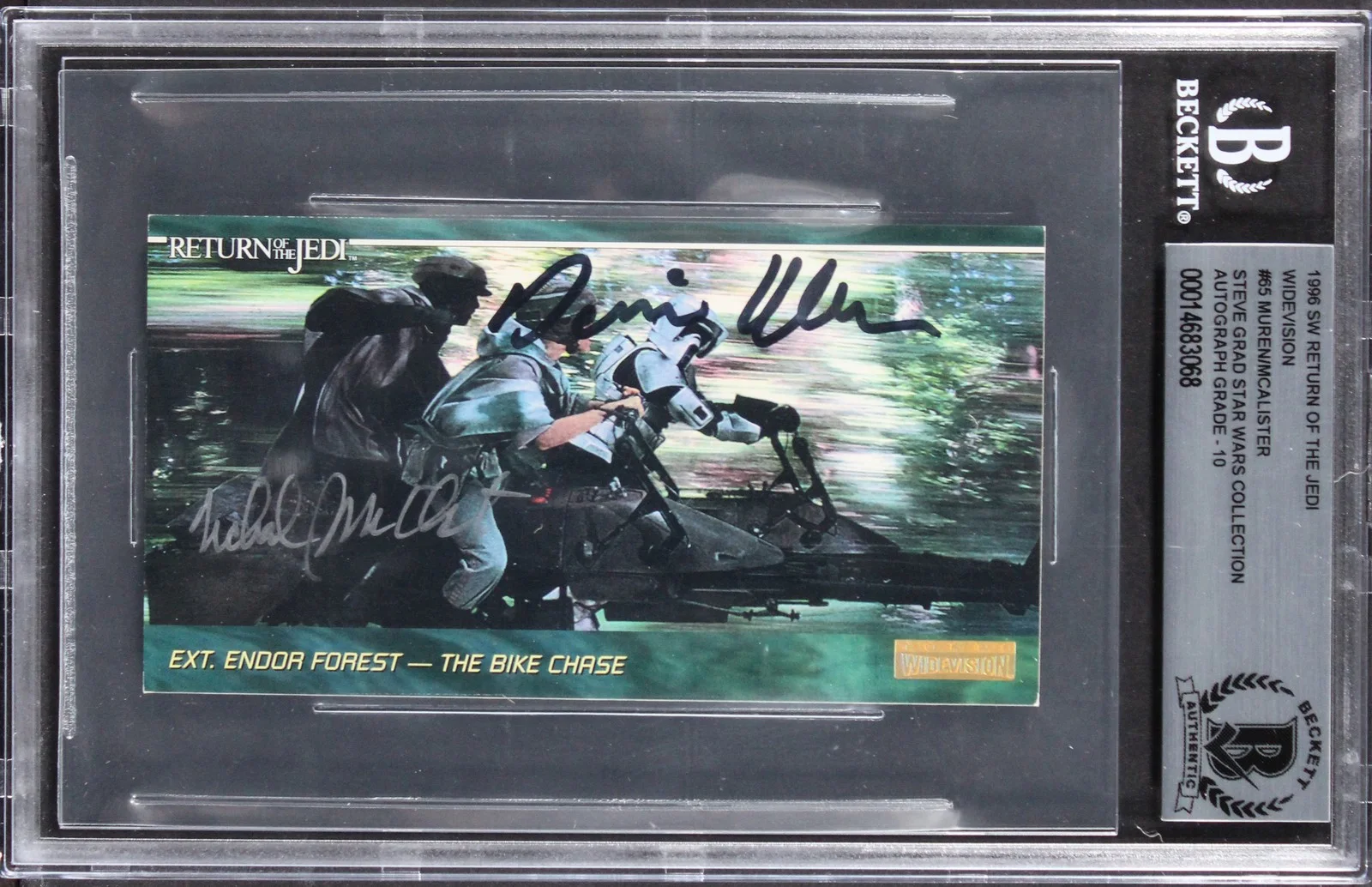 Dennis Muren & Michael J. McAlister — (2) Muren +1 Signed 1996 Star Wars ROTJ Widevision #65 Card Auto 10! BAS Slabbed