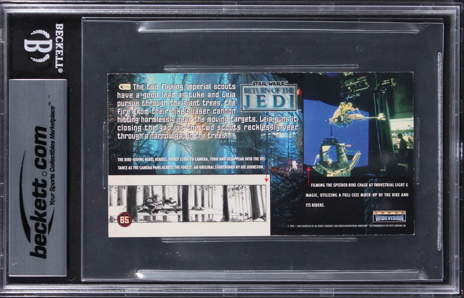 Dennis Muren, Michael J. McAlister — (2) Muren +1 Signed 1996 Star Wars ROTJ Widevision #65 Card Auto 10! BAS Slabbed, image 2