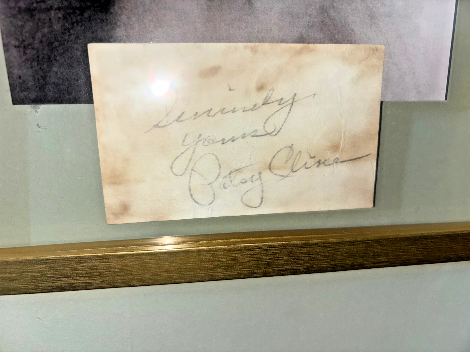 RARE Patsy Cline Hand Signed Autograph Card Framed with photo Country Music, изображение 4