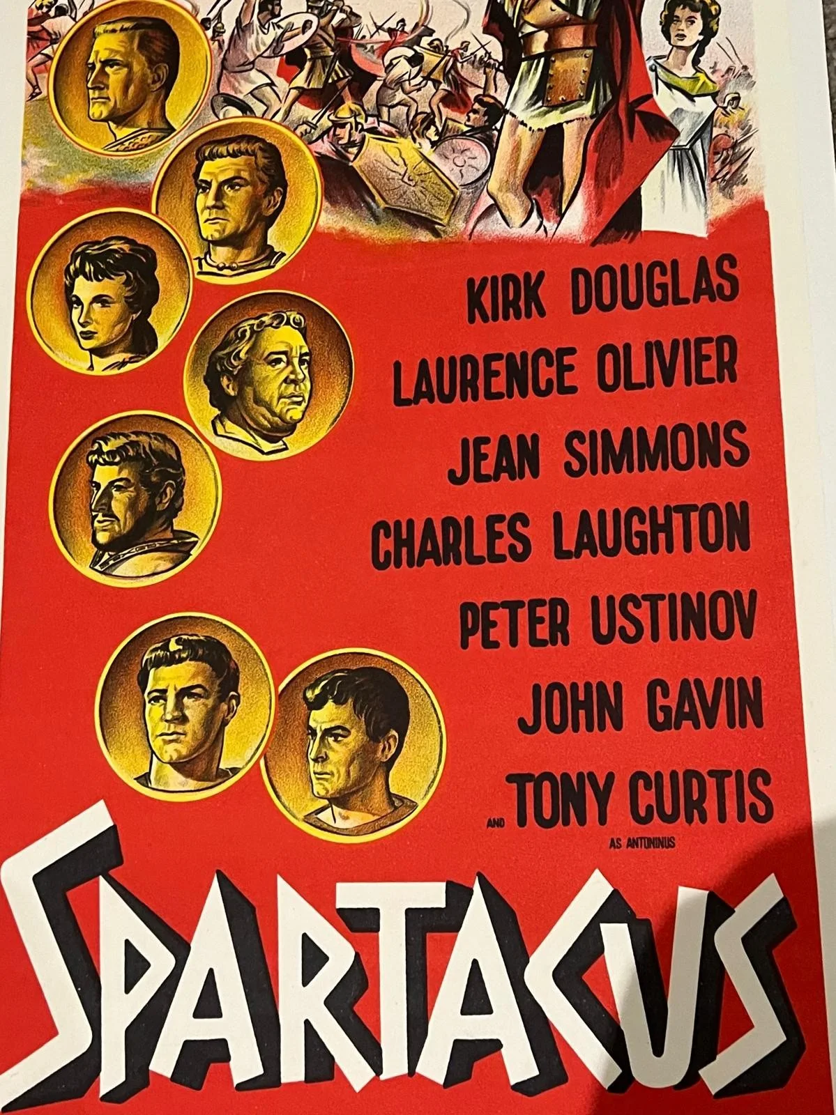 SPARTACUS LINEN BACKED FILM POSTER 1960 Original Australian Daybill Size 13x30", изображение 2