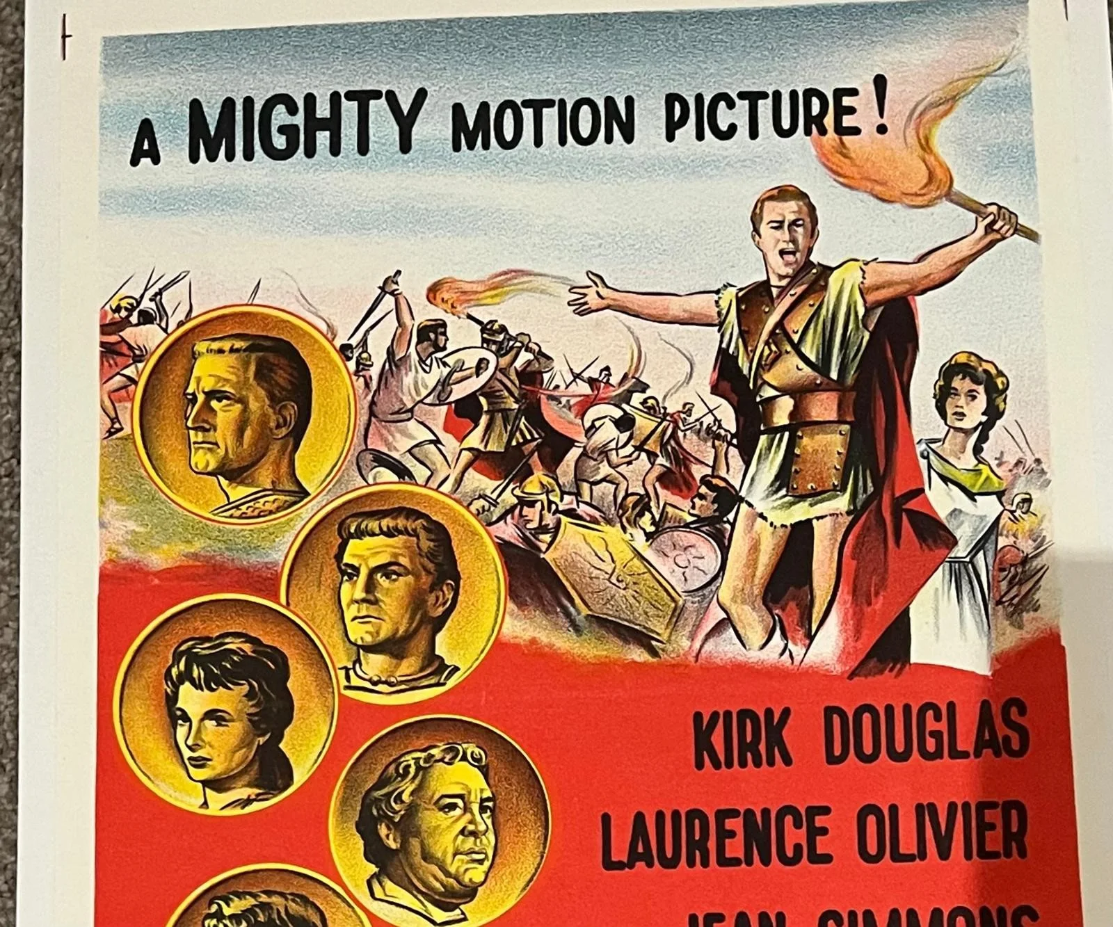 SPARTACUS LINEN BACKED FILM POSTER 1960 Original Australian Daybill Size 13x30", изображение 3