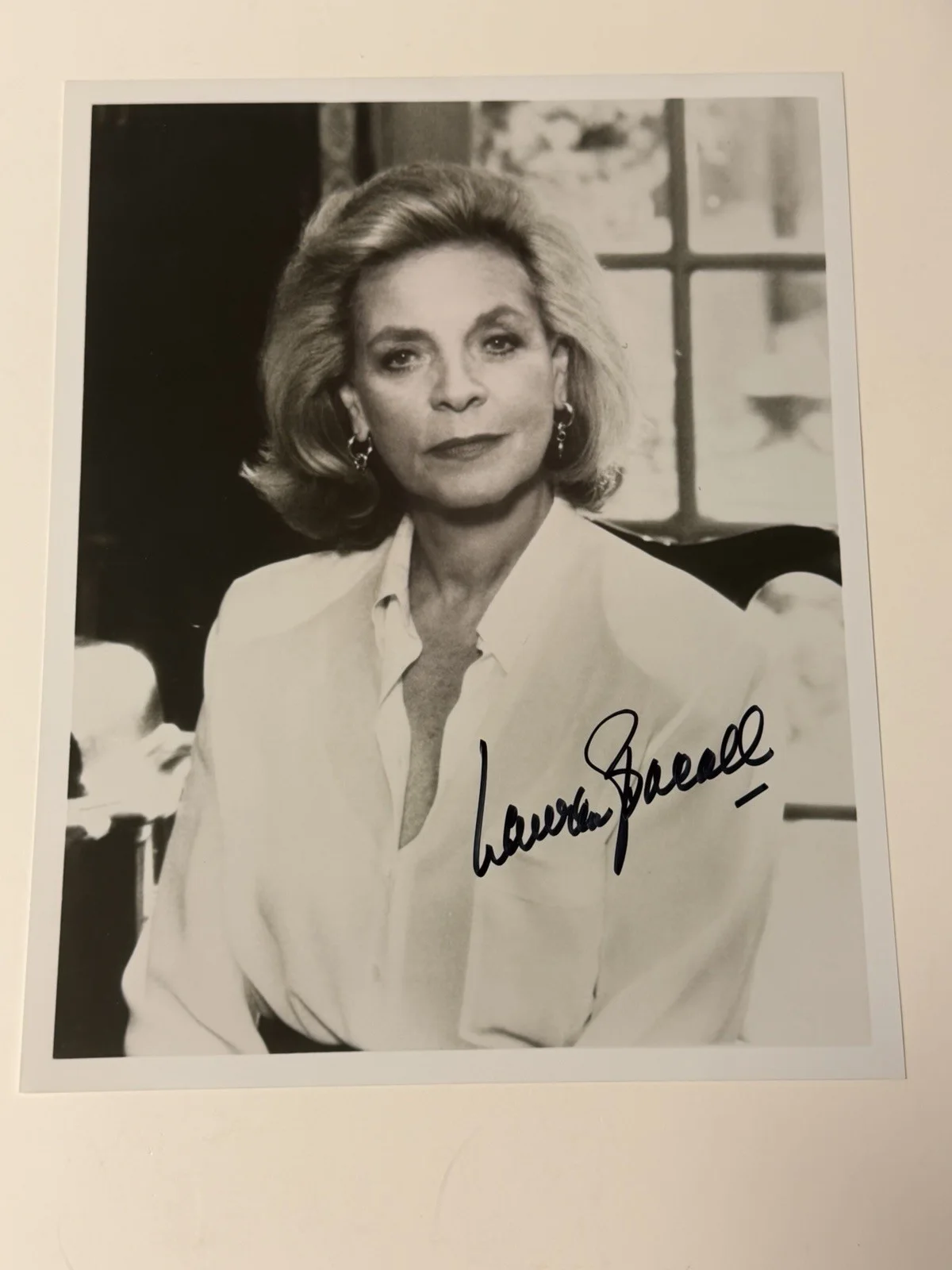 Lauren Bacall — Lauren Bacall Hand Signed 8 X 10 Black-And-White Photograph ￼