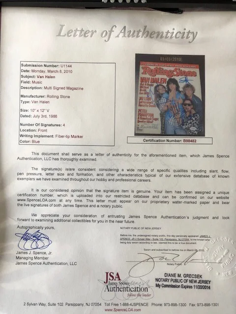 VAN HALEN SIGNED ROLLING STONE MAG COVER (4 SIGS) LOA JSA, image 2