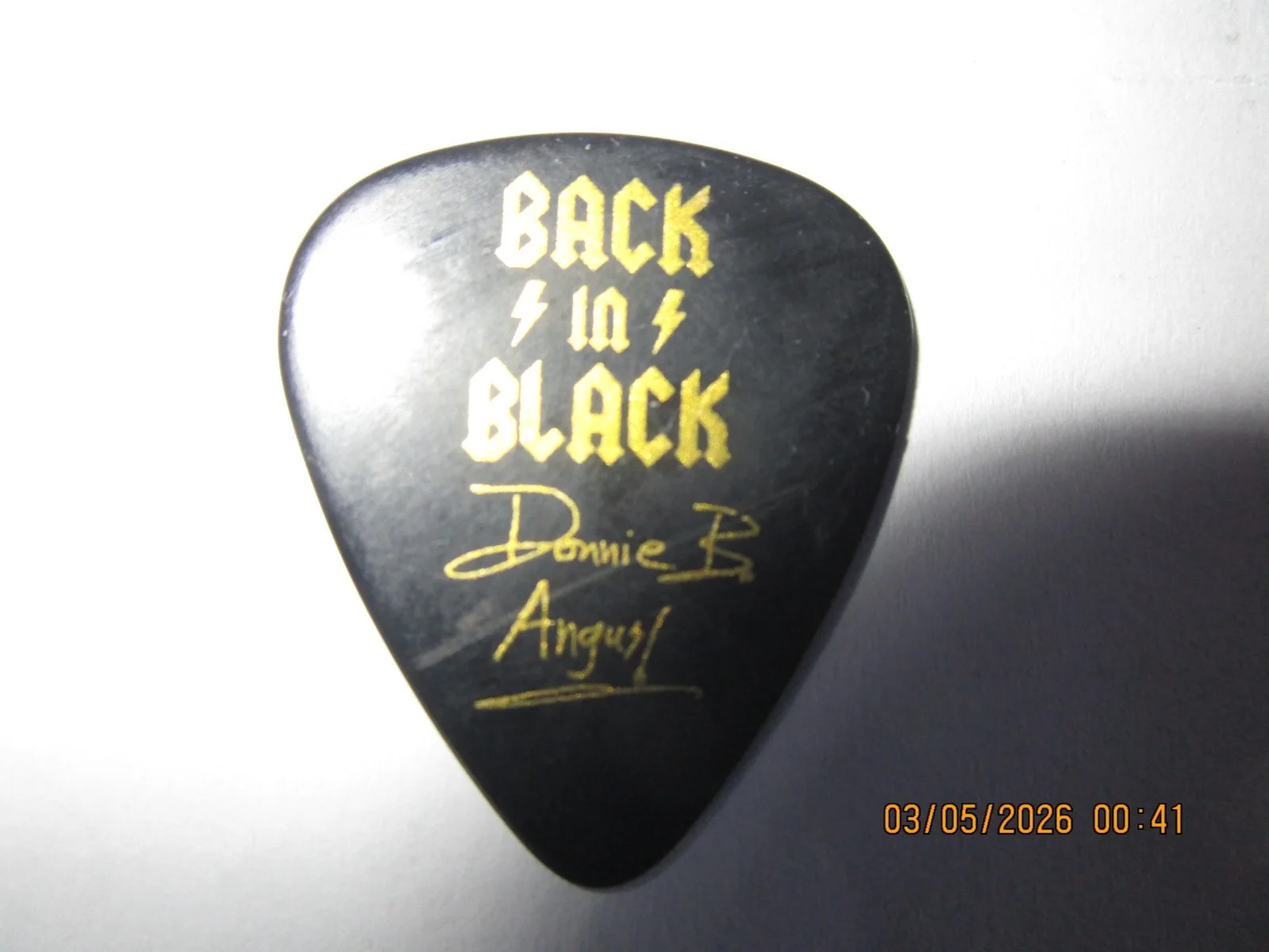 Back In Black Donnie B. Angus (AC/DC Tribute Band) Guitar Pick #652, изображение 2