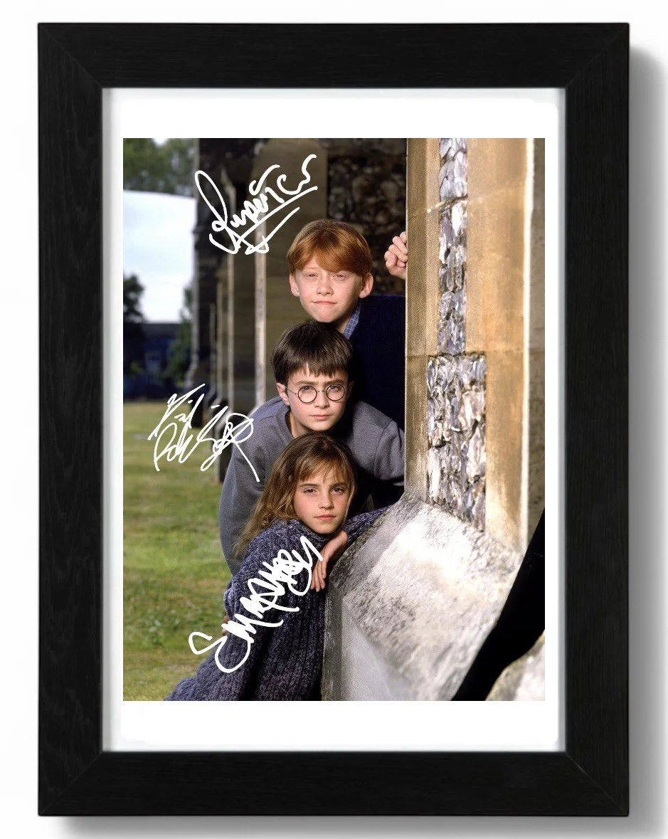 Emma Watson, Radcliffe, Grint Signed Autograph PHOTO Pre Print 6x4/A4/ Framed, image 2