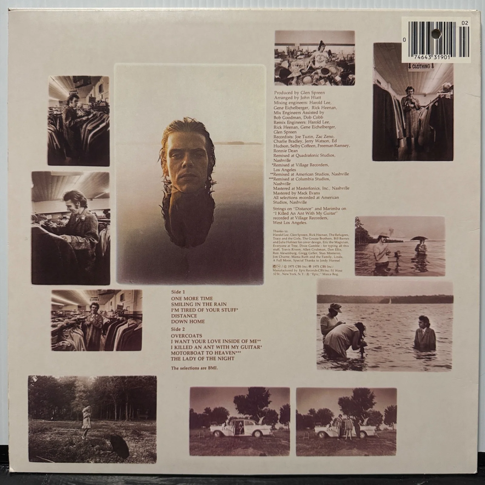 AUTOGRAPHED - JOHN HIATT "Overcoats" vinyl LP EPIC PE 33190 reissue Carrollton, изображение 2