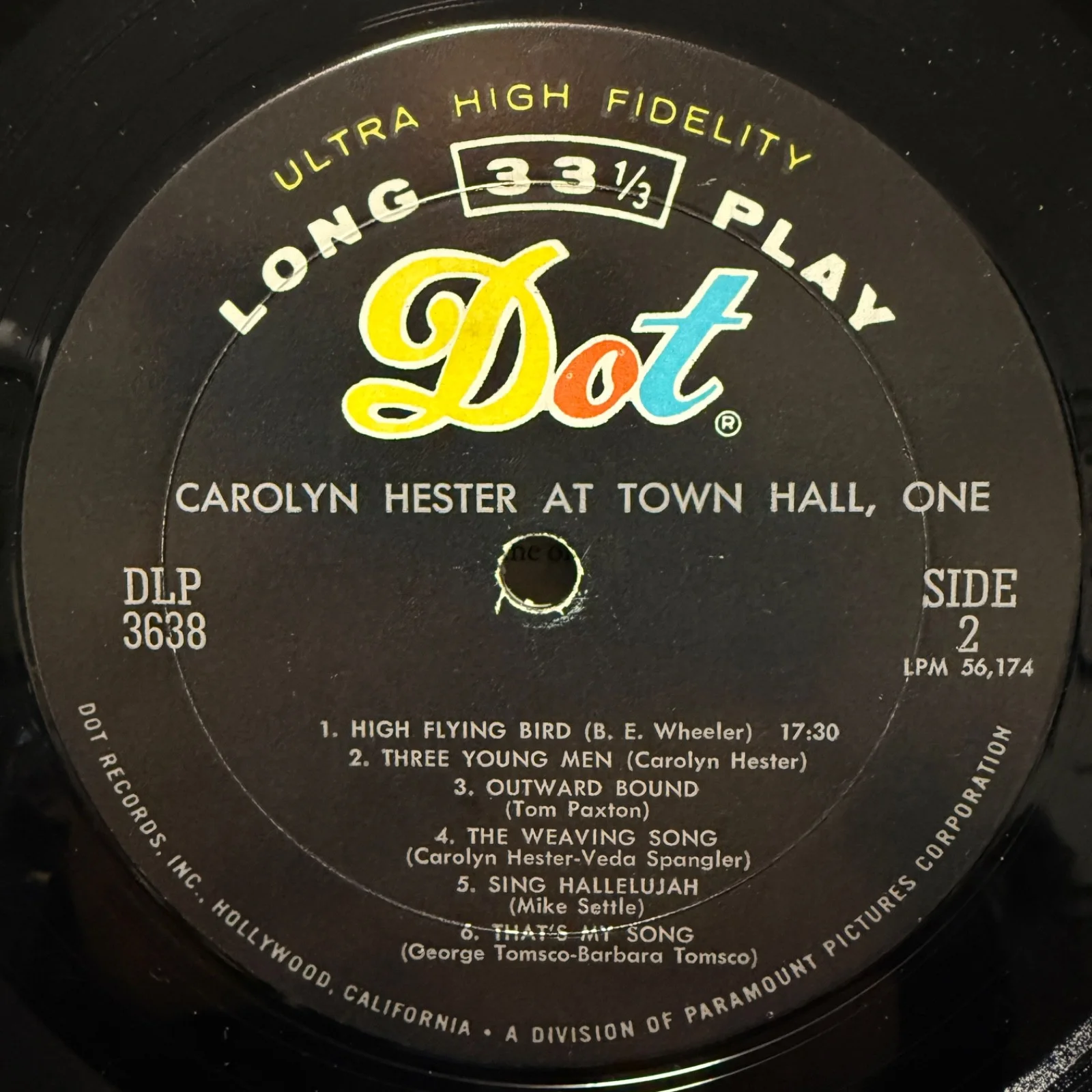 AUTOGRAPHED - CAROLYN HESTER "At Town Hall, One" MONO DLP 3638 DOT RECORDS vinyl, изображение 5