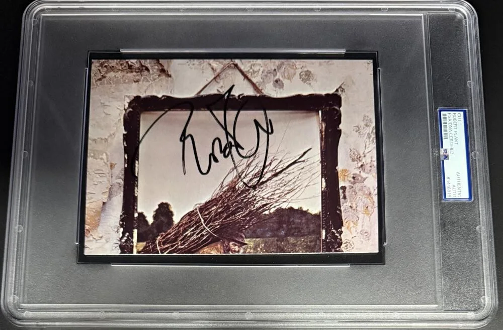 Robert Plant — Robert Plant Led Zeppelin Rare Signed Autograph PSA/DNA Encapsulated 7x9 LP Cut