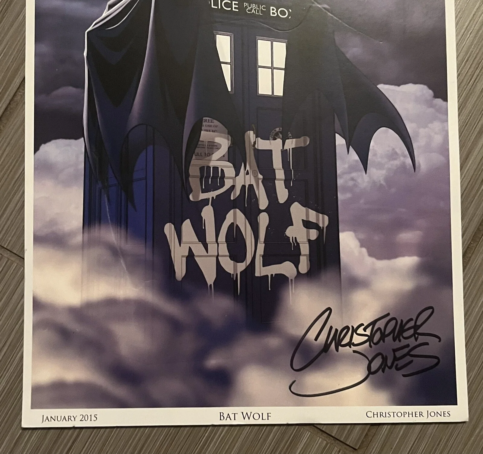 Christopher Jones — Christopher Jones bat wolf print january 2015 signed 17”x11”, image 3