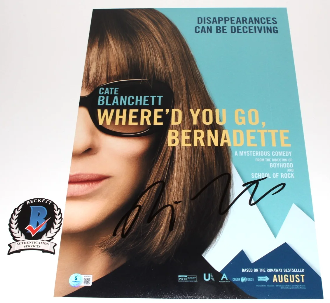 RICHARD LINKLATER SIGNED 'WHERE'D YOU GO, BERNADETTE' 12x18 POSTER BECKETT COA, image 2