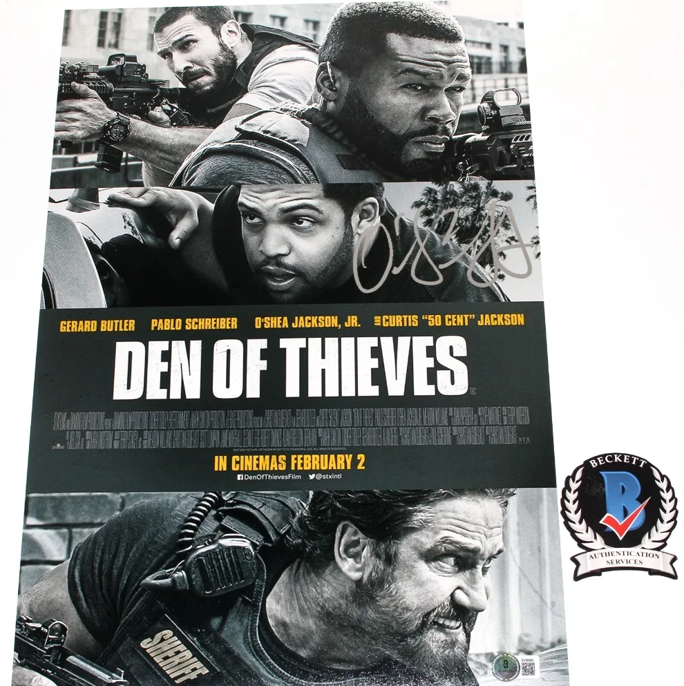 O'SHEA JACKSON JR. SIGNED 'DEN OF THIEVES' 12x18 MOVIE POSTER BAS BECKETT COA, изображение 2