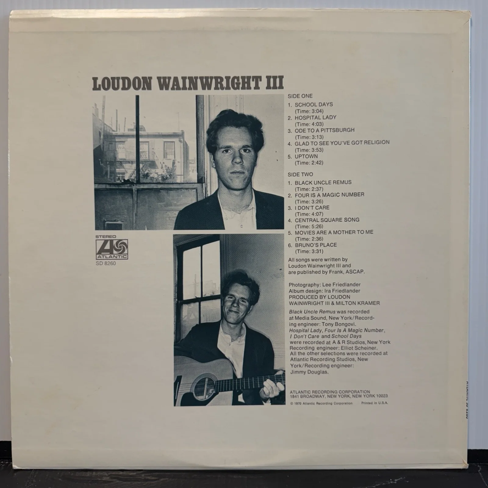 AUTOGRAPHED - LOUDON WAINWRIGHT III - self-titled US vinyl Atlantic SD 8260 1970, image 3