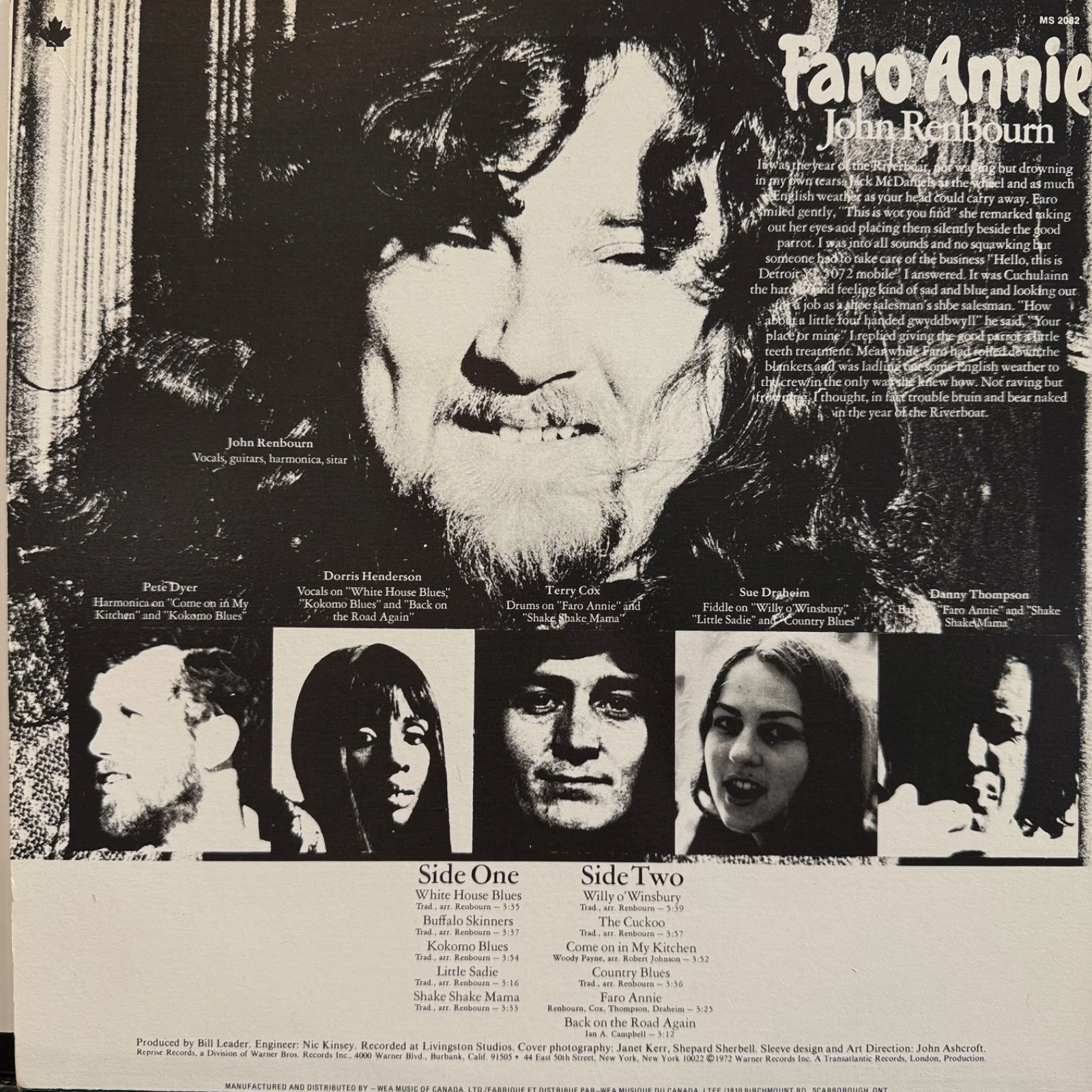 AUTOGRAPHED - JOHN RENBOURNE "Faro Annie" Canada vinyl pressing MS 2082 Reprise, изображение 2