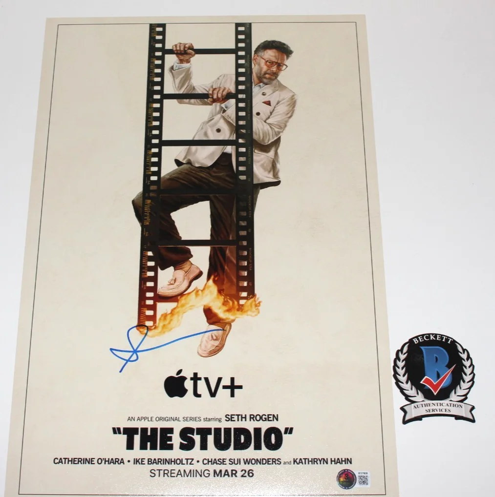 SETH ROGEN SIGNED 'THE STUDIO' 12x18 SHOW POSTER 2 AUTOGRAPH BECKETT BAS COA, изображение 2