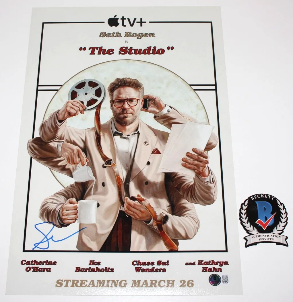 SETH ROGEN SIGNED 'THE STUDIO' 12x18 SHOW POSTER AUTOGRAPH BECKETT BAS COA, image 2
