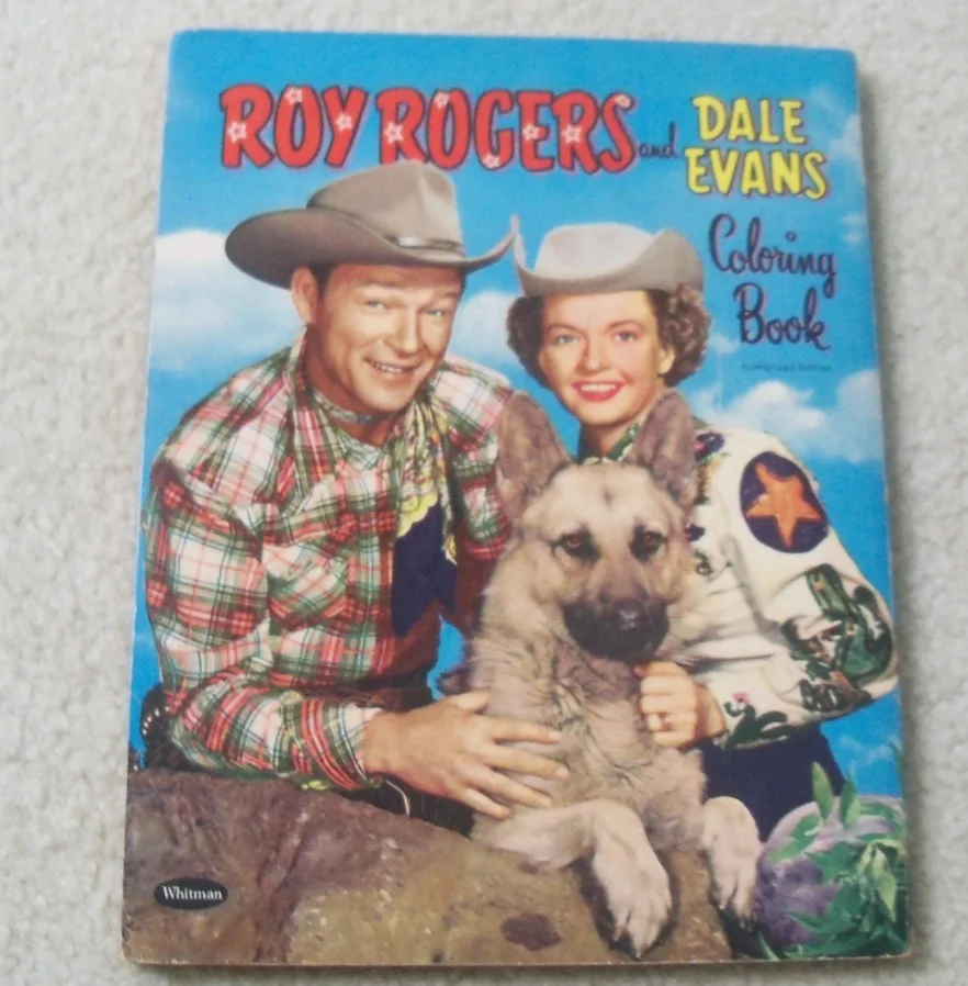 Roy Rogers, Dale Evans — RARE Roy Rogers Dale Evans signed vintage 1958 coloring book Bullet wonder dog, изображение 3