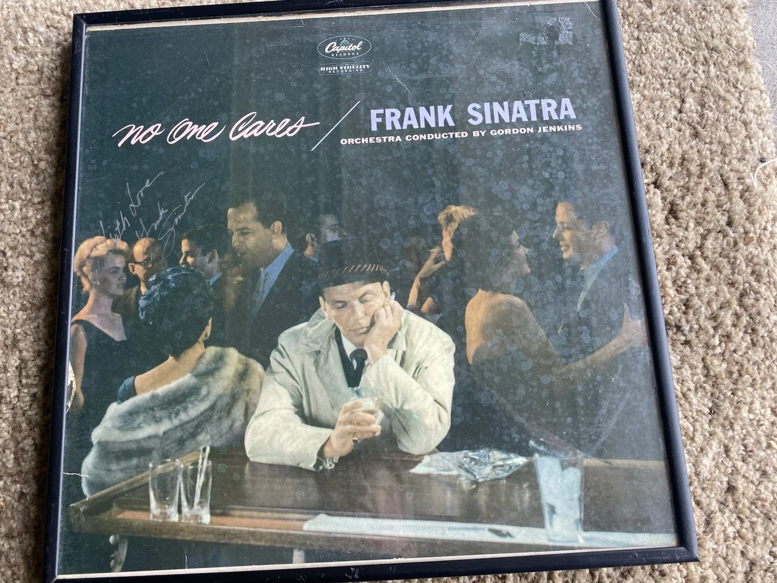 Framed Frank Sinatra No One Cares - Album Signed with COA Rare Vinyl!, изображение 2
