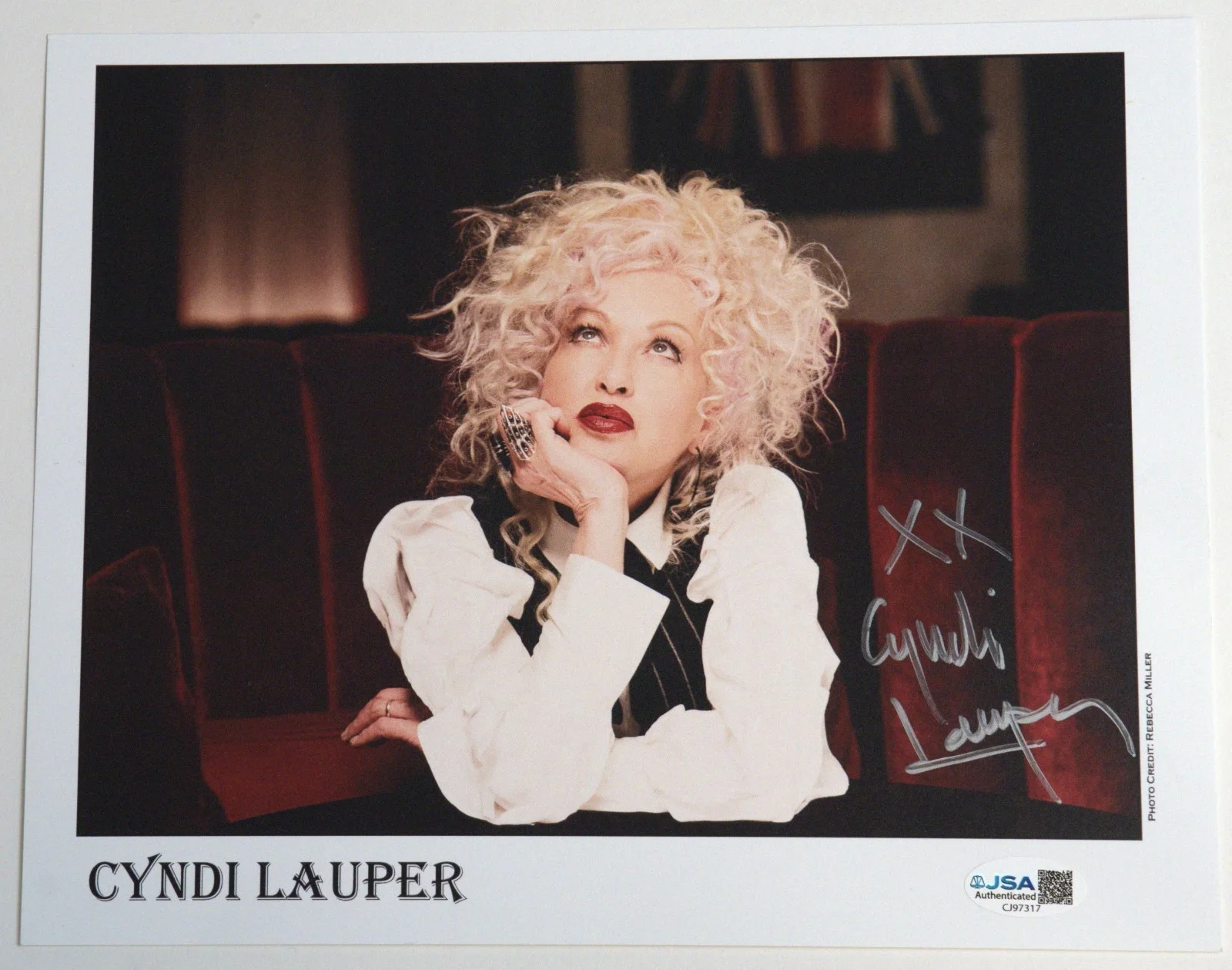 Cyndi Lauper Signed 8x10 Photo JSA COA WWE She's So Unusual True Colors Auto'd, image 3